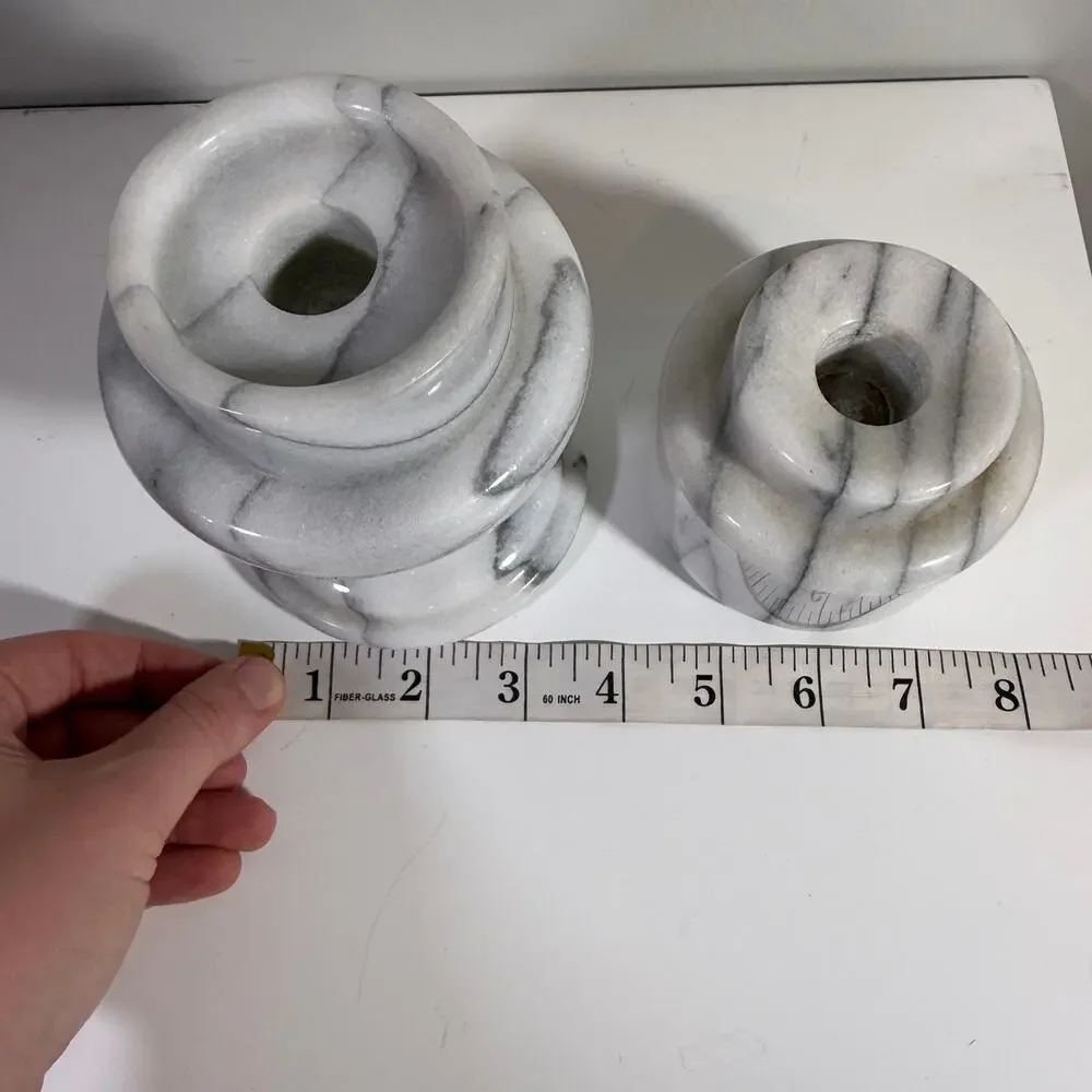 Gailstyn Sutton Genuine Quarry Marble Pedestal Candleholder Minimalist Scandi